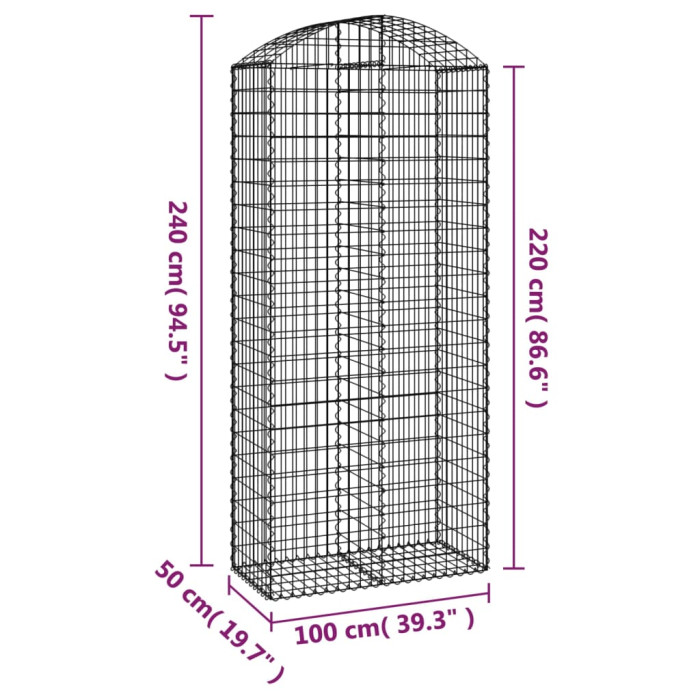 Obokana gabonska košara 100x50x220/240 cm pocinkano železo